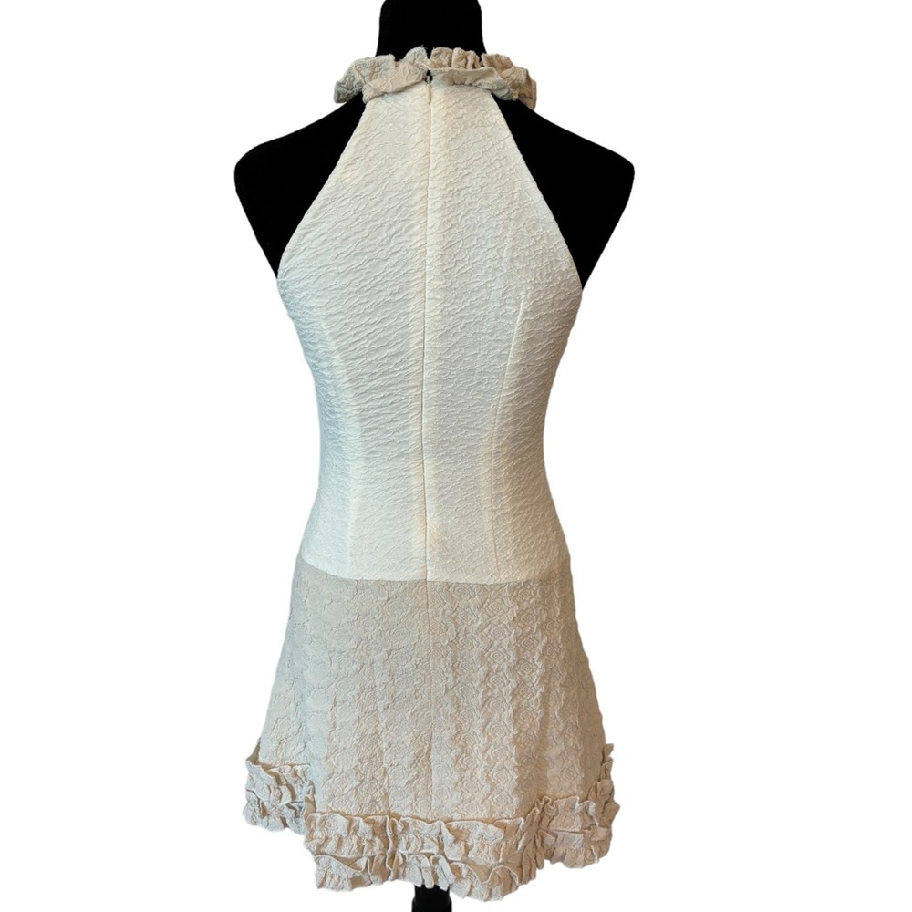 Two Tone Textured Ruffle Stretch Dress Small - Picture 8 of 9